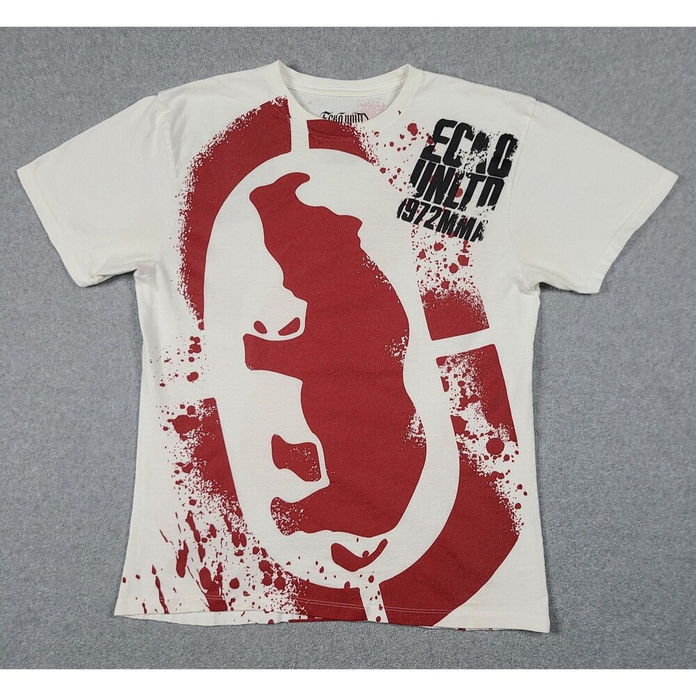 Vintage Ecko Unltd MMA Rhino AOP T-Shirt Size M White Y2K Grunge